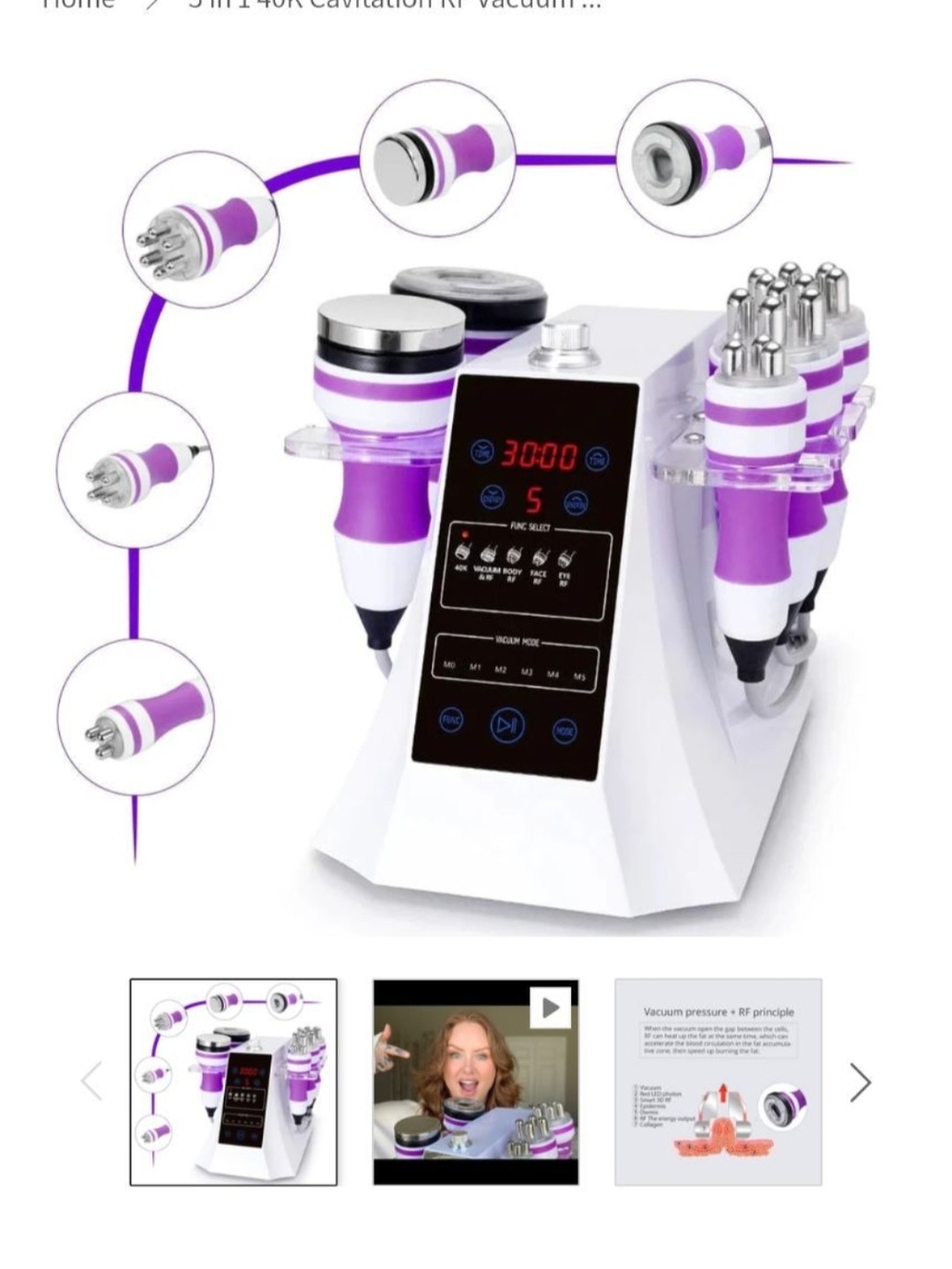 Multi-Function Cavitation & RF Body Sculpting Machine - Purple & White